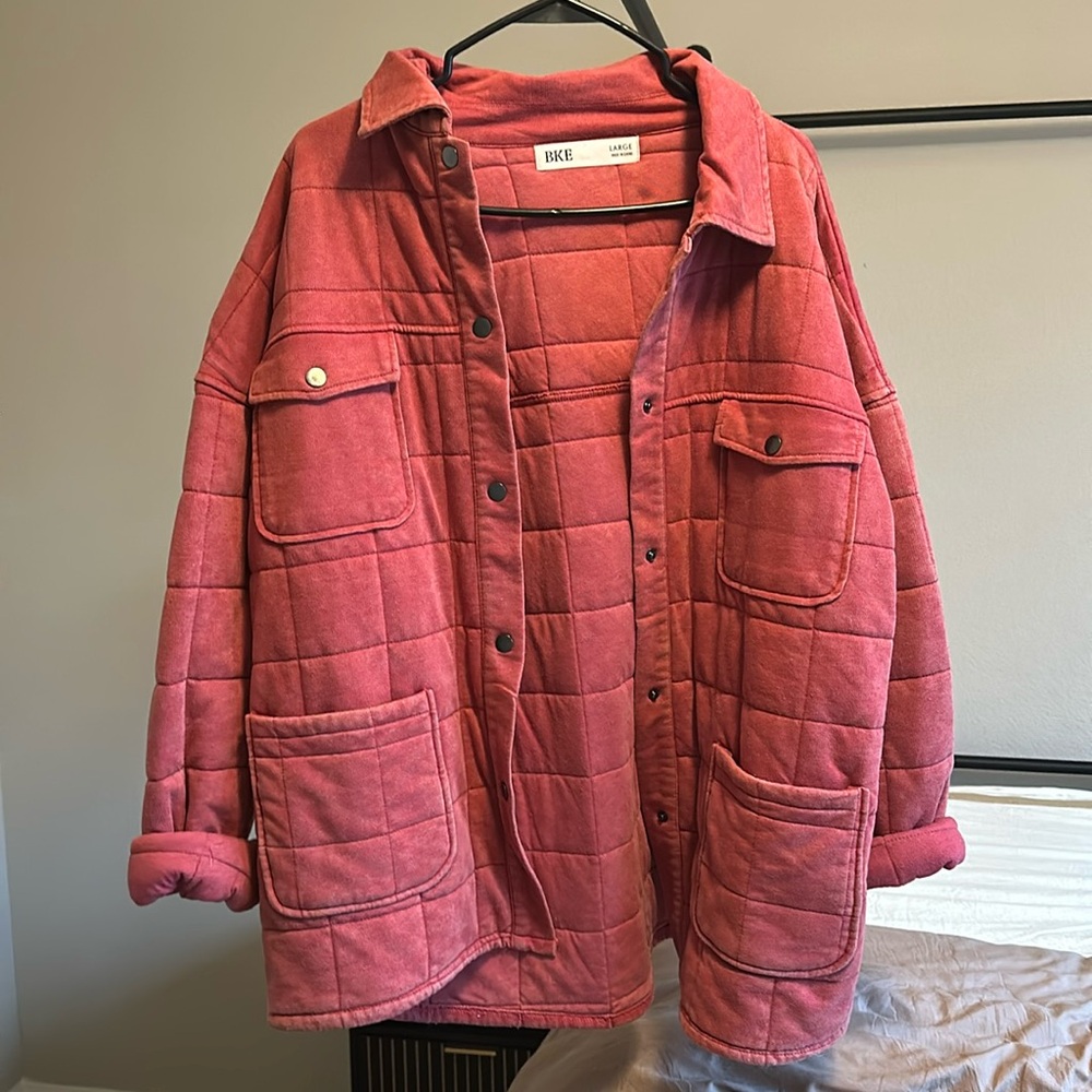 Heather red quilted coat